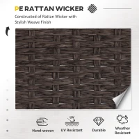 Outsunny 5 Pieces PE Rattan Garden Furniture Set - With 10cm Thick Padded Cushions, Wicker Weave Outdoor Seating Chairs Including 2 Armchairs, 2 Stools, and Glass Top Table, Brown(m-4)
