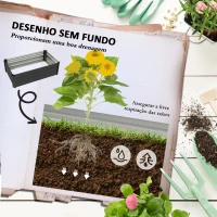 Outsunny Conjunto de 2 Caixas de Plantio de Exterior em Aço Caixas de Cultivo Retangulares para Jardim 100x60x30 cm Cinza Escuro(m-5)