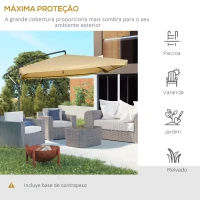 Outsunny Chapéu de Sol de Jardim Chapéu de Sol Excêntrico com Rede Mosquiteira Manivela e Base Cruzada 295x295x260 cm Bege(m-4)