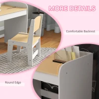 ZONEKIZ Kids Desk and Chair Set for 3-6 Years with Storage Drawer, Study Table and Chair for Children - White(m-7)