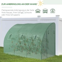 Outsunny Szklarnia Przylegająca, odporna na warunki atmosferyczne, zamykane drzwi, 300 cm x 150 cm x 197 cm, Folio, Zielony(m-5)