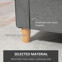 HOMCOM Compact Loveseat Sofa, Modern 2 Seater Sofa for Living Room with Wood Legs and Armrests, Grey(m-5)