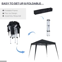 Outsunny Slant Leg Pop Up Gazebo - Comes with Carry Bag, Height Adjustable Party Tent, Instant Event Shelter for Garden, Patio (3 M × 3 M Base / 2.5 M × 2.5 M Top, Black)(m-4)