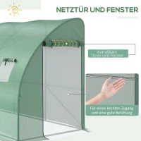 Outsunny Szklarnia Przylegająca, odporna na warunki atmosferyczne, zamykane drzwi, 300 cm x 150 cm x 197 cm, Folio, Zielony(m-4)