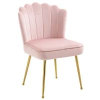 HOMCOM Velvet-Feel Shell Accent Chair - Pink(m-1)