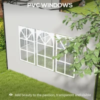 Outsunny Gazebo Side Panels, Sides Replacement with Window for 3x3(m) or 3x6m Gazebo Canopy, 2 Pack, White(m-6)