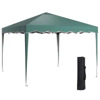 Outsunny 3 x 3cm Adjustable Height Pop-Up Gazebo, with Bag - Green(m-1)