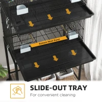 PawHut Two-Tier Bird Cage on Wheels, with Stand, for Small Birds(m-4)