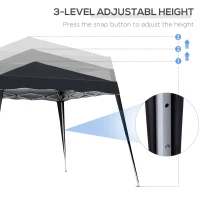 Outsunny Slant Leg Pop Up Gazebo - Comes with Carry Bag, Height Adjustable Party Tent, Instant Event Shelter for Garden, Patio (3 M × 3 M Base / 2.5 M × 2.5 M Top, Black)(m-6)