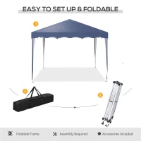 Outsunny 3 x 3cm Adjustable Height Pop-Up Gazebo, with Bag - Blue(m-5)