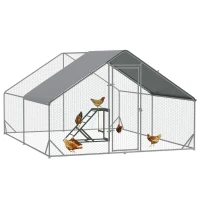 PawHut Walk In Chicken Run with Chicken Activity Shelf and Cover, 3 x 4 x 2m(m-11)
