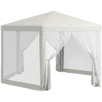 Outsunny 4m Hexagon Gazebo Party Tent, Screen House Patio Canopy Event Shelter for Activities, Shade Resistant, Cream White