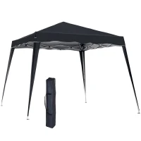 Outsunny Slant Leg Pop Up Gazebo - Comes with Carry Bag, Height Adjustable Party Tent, Instant Event Shelter for Garden, Patio (3 M × 3 M Base / 2.5 M × 2.5 M Top, Black)(m-1)