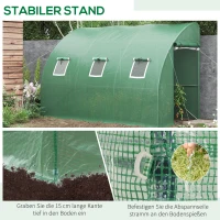 Outsunny Szklarnia Przylegająca, odporna na warunki atmosferyczne, zamykane drzwi, 300 cm x 150 cm x 197 cm, Folio, Zielony(m-8)