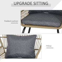 Outsunny 3 Piece Rattan Garden Furniture Set - Includes Cushions, Outdoor Conservatory Dining Set with 2 Chairs and Glass Coffee Table, Brown(m-4)