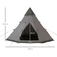 Outsunny 6-Person Outdoor Metal Frame Camping Tent w/ Carrier Bag Grey(m-3)