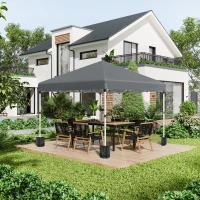 Outsunny 3 x 3 (M) Pop Up Gazebo with 2 Sidewalls, Leg Weight Bags and Wheeled Bag, Height Adjustable Party Tent Event Shelter for Garden, Patio, Dark Grey(m-10)