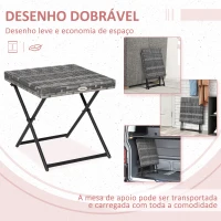 Outsunny Mesa de Jardim em Vime Sintético Mesa Dobrável com Pés Cruzados e Estrutura de Aço para Pátio Varanda 40x40x40 cm Cinza(m-4)