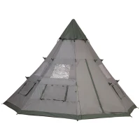 Outsunny 6-Person Outdoor Metal Frame Camping Tent w/ Carrier Bag Grey(m-11)