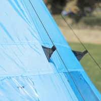 Outsunny 6 Men Tipi Tent, Camping Tent, Teepee Family Tent with Mesh Windows, Sewn-in Tent Floor, Two Doors and Carry Bag, Easy Set Up, for Hiking Picnics Outdoor Night, Blue(m-9)