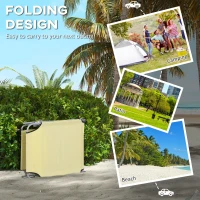 Outsunny Outdoor Foldable Sun Lounger Set of 2, 4 Level Adjustable Backrest Reclining Sun Lounger Chair with Angle Adjust Sun Shade Awning for Beach, Garden, Patio, Beige(m-5)