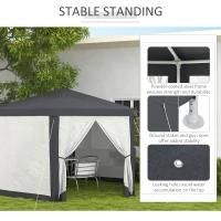 Outsunny IE Located 4m Hexagon Gazebo Party Tent, Screen House Patio Canopy Event Shelter for Activities, Shade Resistant, Dark Grey(m-6)
