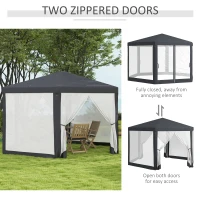 Outsunny IE Located 4m Hexagon Gazebo Party Tent, Screen House Patio Canopy Event Shelter for Activities, Shade Resistant, Dark Grey(m-5)