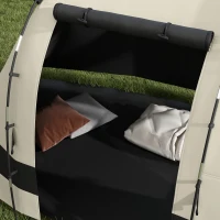 Outsunny Four Man, Two Room Blackout Tent, with Accessories - Khaki(m-9)