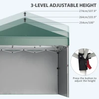 Outsunny 3 x 3 (M) Pop Up Gazebo with 2 Sidewalls, Leg Weight Bags and Wheeled Bag, Height Adjustable Party Tent Event Shelter for Garden, Patio, Green(m-6)