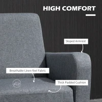 HOMCOM Modern Accent Chair, Occasional Chair with Rubber Wood Legs for Living Room, Bedroom, Grey(m-5)