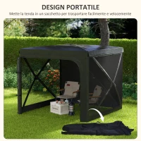 Outsunny Gazebo da Giardino 2x2.5 m Pieghevole con Tende e Zanzariere, Borsa di Trasporto, Nero(m-7)