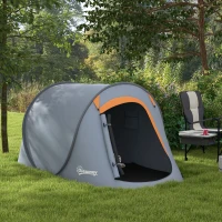 Outsunny Two-Man Pop-Up Dome Tent, with Accessories - Grey(m-10)