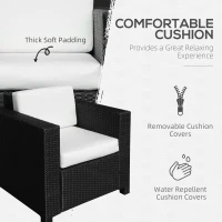 Outsunny Single Seater Rattan Chair Sofa - 10 cm Thick Padded Cushion, All-Weather PE Wicker Weave Garden Armchair with Armrests, Black(m-5)