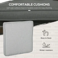 Outsunny 5 Piece PE Rattan Garden Furniture Set - Includes 2 Armchairs, 2 Stools, and Steel Tabletop with Wicker Shelf, Padded Outdoor Seating, Grey(m-7)