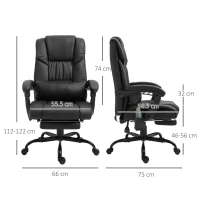 Vinsetto Massage Office Chair with 6 Point Vibration Massage, PU Leather Desk Chair with Lumbar Pillow Support, Adjustable Height and Footrest for Home Office, Black(m-3)