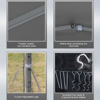 Outsunny 3 x 3 m Pop Up Gazebo, Garden Tent with Removable Mesh Sidewall Netting, Carry Bag for Backyard Patio Outdoor Light Grey(m-6)