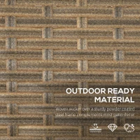 Outsunny 5 Piece PE Rattan Garden Furniture Set - Includes 2 Armchairs, 2 Stools, and Steel Tabletop with Wicker Shelf, Padded Outdoor Seating, Grey(m-6)