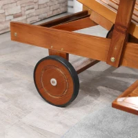 Outsunny Transat Pliable à Roulettes en Bois Marron 195 x 70 x 85 cm(m-6)