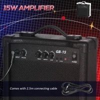SPORTNOW Bas Electric 4 Corzi cu Amplificator 15W, Geanta, Curea de Umar si Pene Culoare Albastru Inchis(m-6)