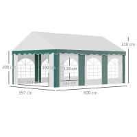 Outsunny 6 x 4m Garden Gazebo with Sides - Galvanised Marquee Party Tent Featuring Six Windows and Double Doors, Ideal for Parties, Wedding, and Events(m-3)