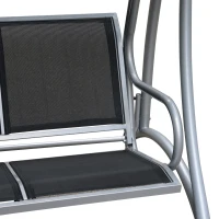 Outsunny 3-Seat Patio Swing Chair, Outdoor Canopy Swing with Stand, Adjustable Shade, Steel Frame for Adults, Garden, Poolside, Black(m-11)