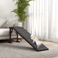 PawHut Pet Ramp for Dogs Cats  Non-Slip Carpet Top Platform - Brown & Grey(m-2)