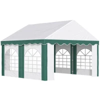 Outsunny 4 x 4m Garden Gazebo with Sides - Galvanised Marquee Party Tent Featuring Four Windows and Double Doors, Ideal for Parties, Weddings, and Events(m-1)