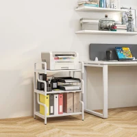 HOMCOM 3-Tier Printer Stand with Storage Shelves, Printer Table, 55 x 40 x 77cm Printer Shelf for Home Office, Study, White(m-10)
