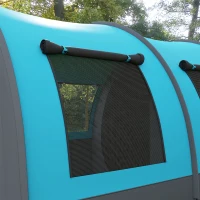 Outsunny Six Man Duo Room Tunnel Tent, with Accessories - Grey/Blue(m-8)