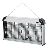 Outsunny Lâmpada Anti-Mosquitos Elétrica 30W Mata Mosquitos Elétrico com Luz UV Efeito 60 m² para Jardim Pátio 48,5x8,5x26,5 cm Prata(m-11)