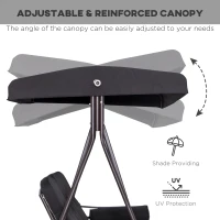Outsunny Swing Chair Hammock Chair 3 Seater Canopy Cushion Shelter Outdoor Bench Black(m-4)