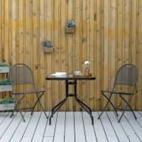 Outsunny Square Patio Table - Tempered Glass Top Bistro Table, Garden Dining Table, Outdoor Accent Coffee Table, 76 x 76cm, Steel Frame with Umbrella Hole(m-2)