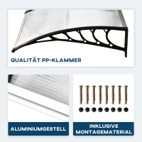 Outsunny Zadaszenie ochronne, osłona przeciwsłoneczna i przeciwdeszczowa, włącznie z uchwytem ściennym, 295x90 cm, Biały(m-5)