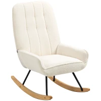 HOMCOM Rocking Chair with Sherpa Fleece 63 cm x 95cm x 97 cm Natural + Cream(m-6)